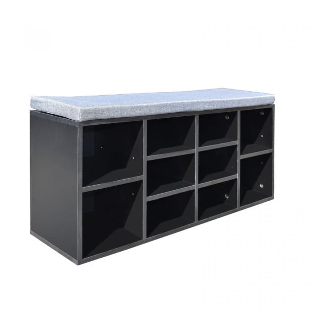 Milano Decor 2 in 1 Shoe Organiser With Bench Storage - Black And Grey Image 6