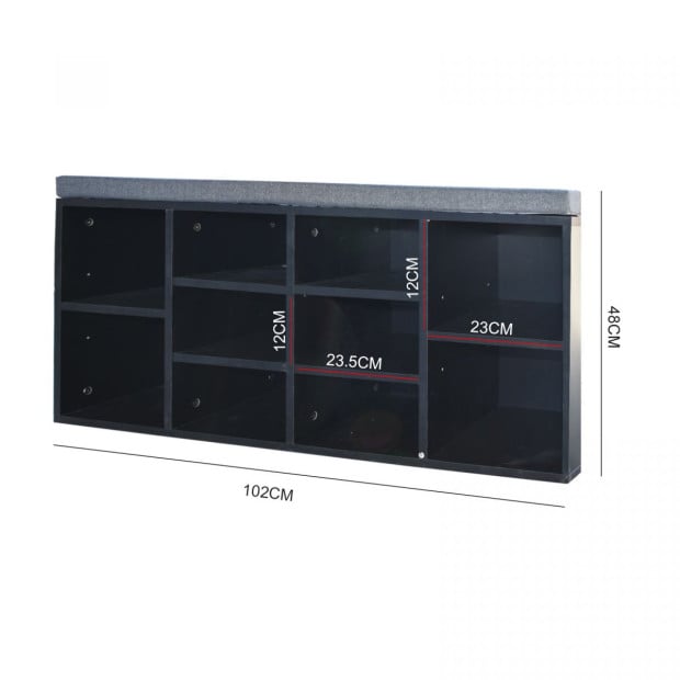 Milano Decor 2 in 1 Shoe Organiser With Bench Storage - Black And Grey Image 7