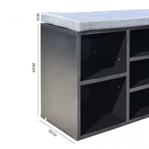 Milano Decor 2 in 1 Shoe Organiser With Bench Storage - Black And Grey Image 8