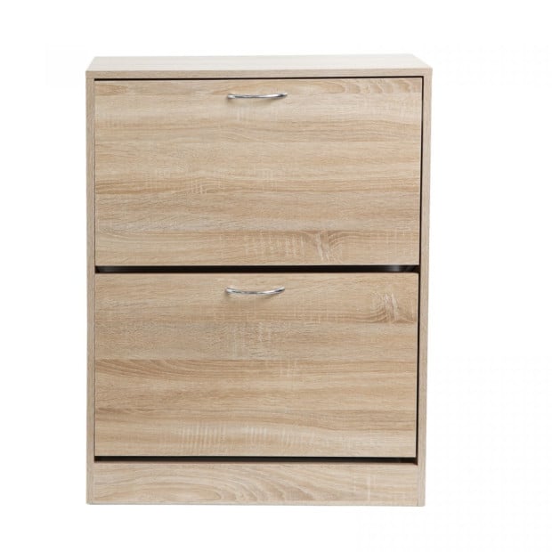 Milano Decor 24 Pair Wooden Shoe Cabinet Drawer Storage - Oak Image 9