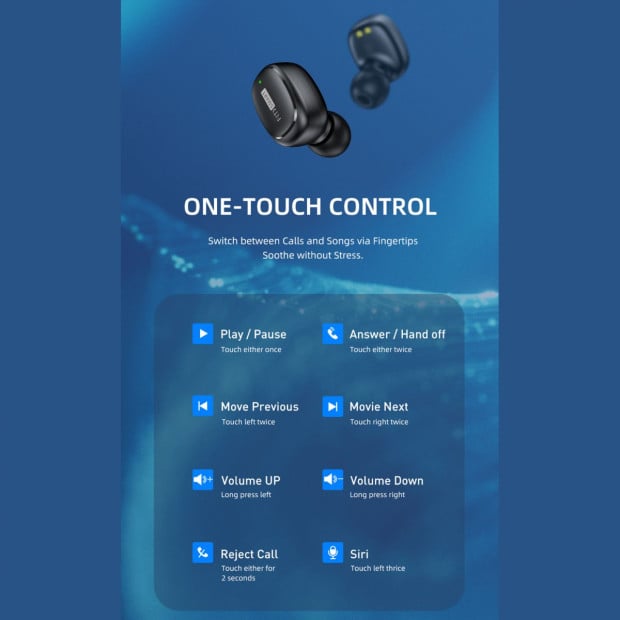Fitsmart In Ear Buds with Charging Case Portable Wireless Black Image 5