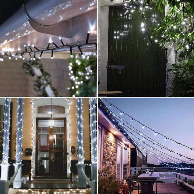 Decor Solar Powered Outdoor Fairy Lights White 200 Lights