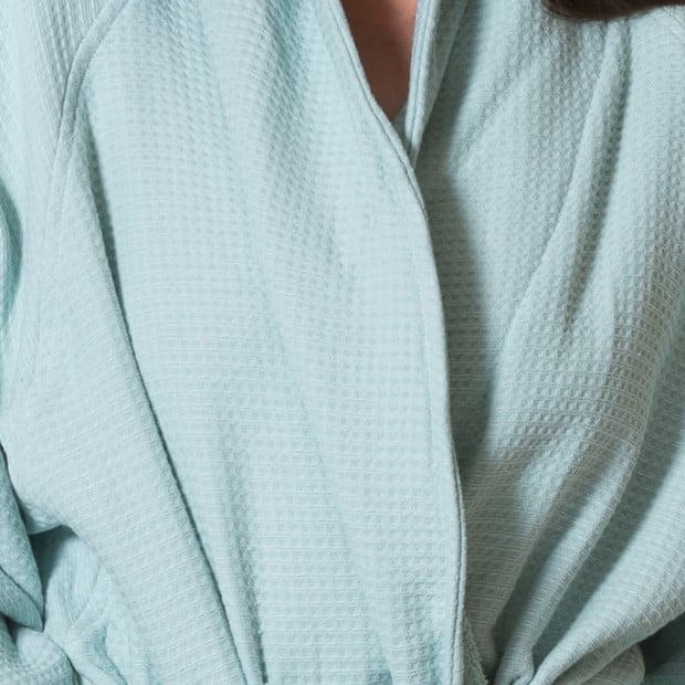 100% Cotton Bathrobe Waffle Unisex Durable - Small - Aqua Image 3