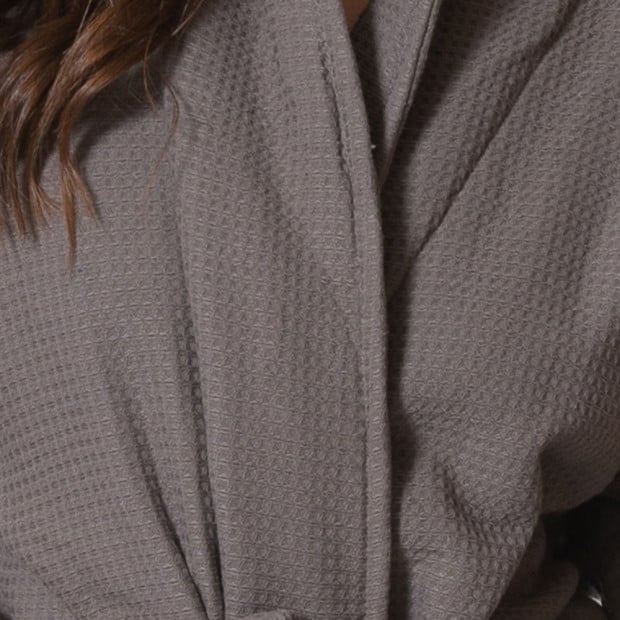 100% Cotton Bathrobe Waffle Unisex Ultra Soft Absorbent Durable - Extra Large - Charcoal Image 3