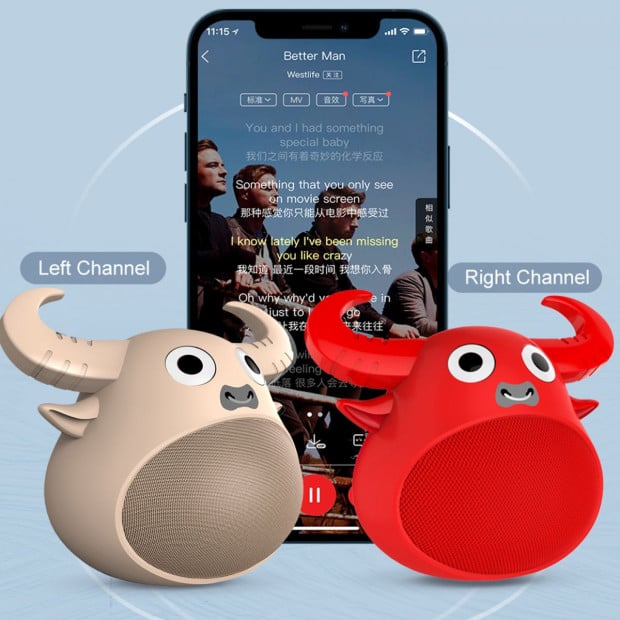 Bluetooth Animal Face Speaker Portable Wireless Stereo Sound - Khaki Image 5