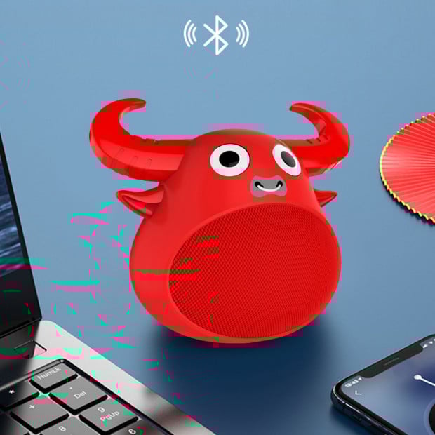 Bluetooth Animal Face Speaker Portable Wireless Stereo Sound - Red Image 4