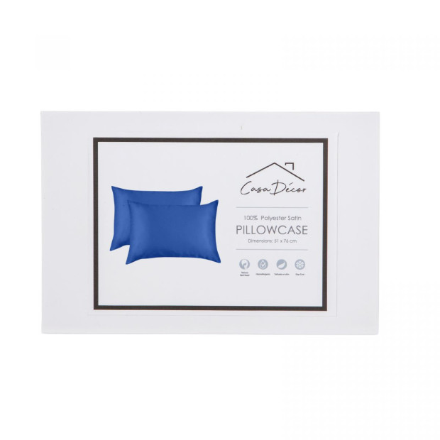 Luxury Satin Pillowcase Twin Pack Size With Gift Box - Navy Image 4