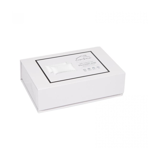 Luxury Satin Pillowcase Twin Pack Size With Gift Box - White Image 9