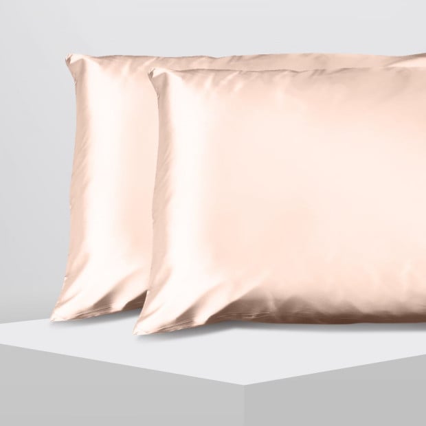 Luxury Satin Pillowcase Twin Pack Size With Gift Box- Champagne Pink Image 4