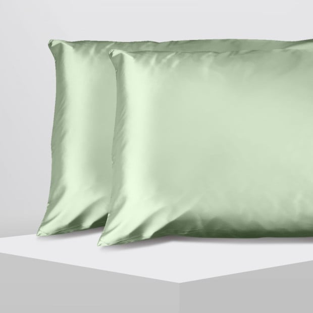 Decor Luxury Satin Pillowcase Twin Pack Size With Gift Box - Sage Image 4