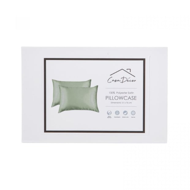 Decor Luxury Satin Pillowcase Twin Pack Size With Gift Box - Sage Image 8