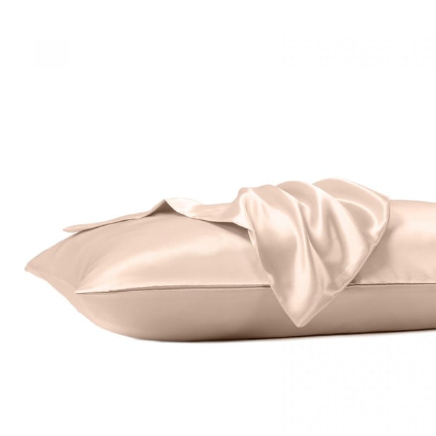 Satin Sheet Set 3 Piece Fitted Pillowcase - Queen - Champagne Pink Image 5