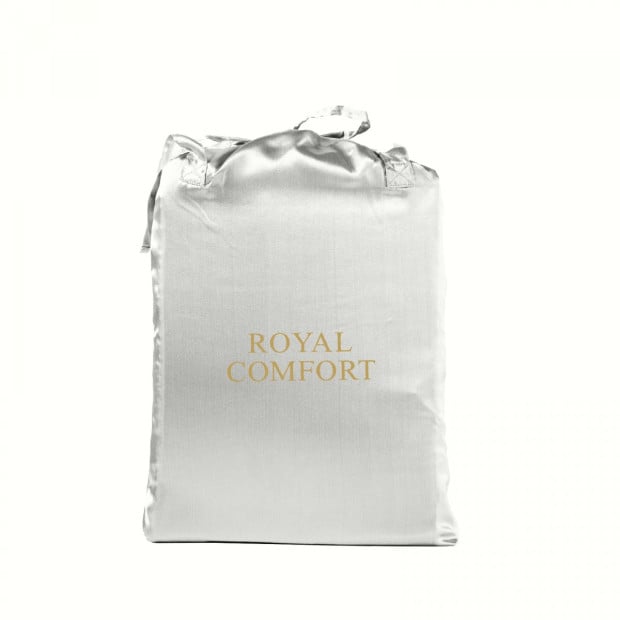 Satin Sheet Set 3 Piece Fitted Sheet Pillowcase - Queen - Silver Image 4