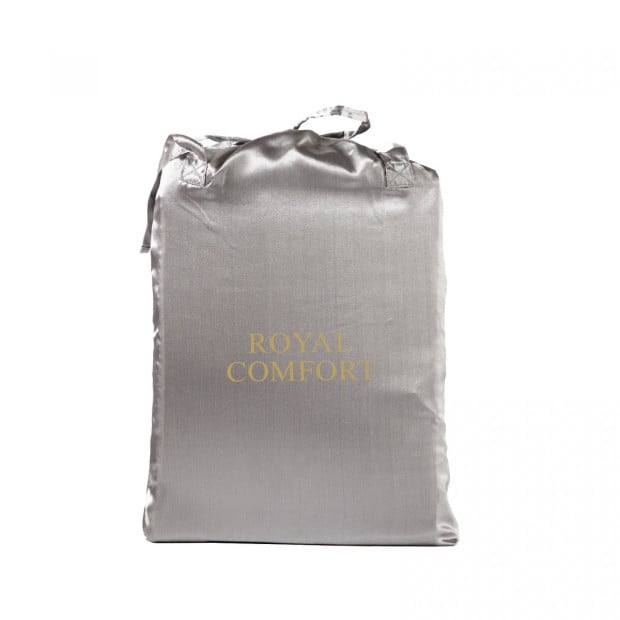 Satin Sheet Set 3 Piece Fitted Sheet Pillowcase - Queen - Charcoal Image 4