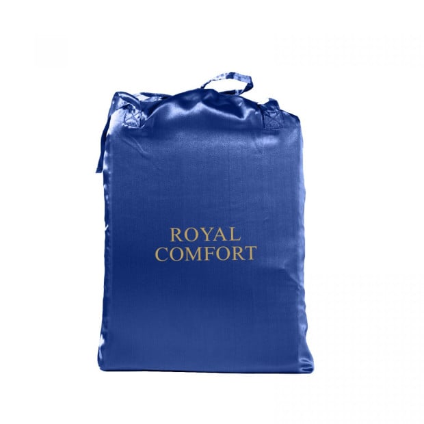 Satin Sheet Set 3 Piece Fitted Sheet Pillowcase - Queen - Navy Blue Image 4
