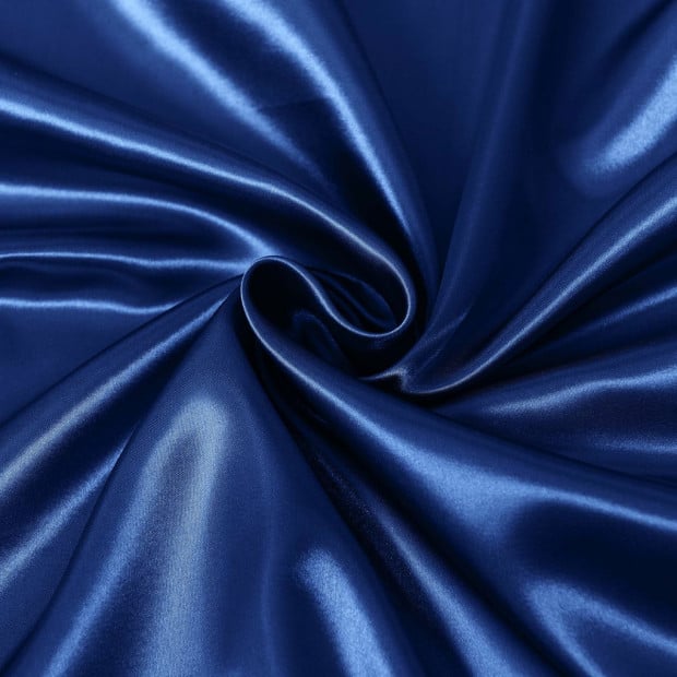 Satin Set 4 Piece Fitted Flat Sheet Pillowcases - Queen - Navy Blue Image 8