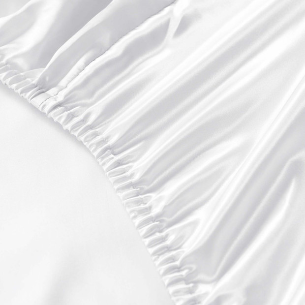 Satin Set 4 Piece Fitted Flat Sheet Pillowcases - King - White Image 8