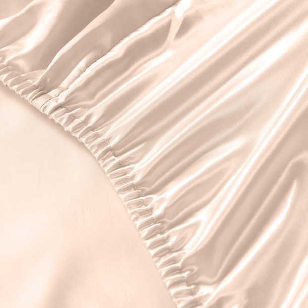 Satin Sheet 4 Piece Fitted Flat Pillowcases King Champagne Pink Image 10