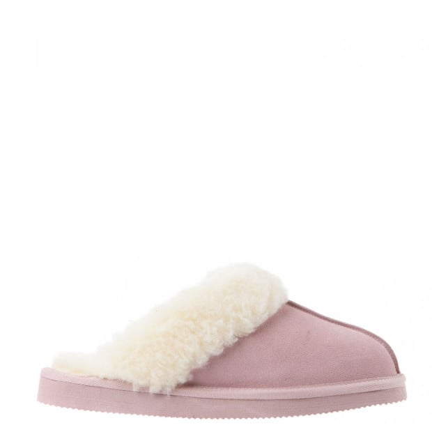 Ugg Scuff Slippers Womens Leather Upper Wool Lining (5-6) - Pink Image 2