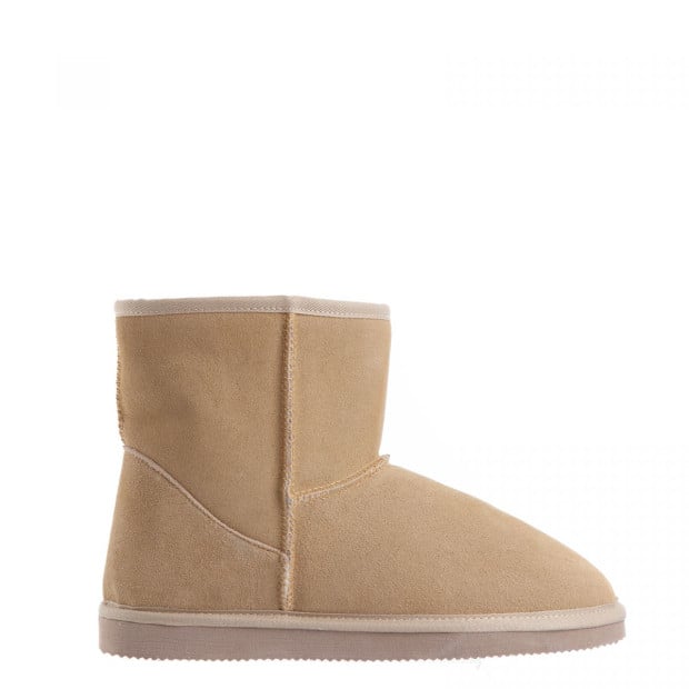 Ugg Slipper Boots Mens Leather Upper Wool Lining (8-9) - Beige Image 2