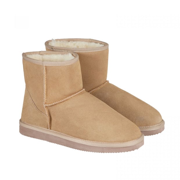 Ugg Slipper Boots Mens Leather Upper Wool Lining (8-9) - Beige Image 3