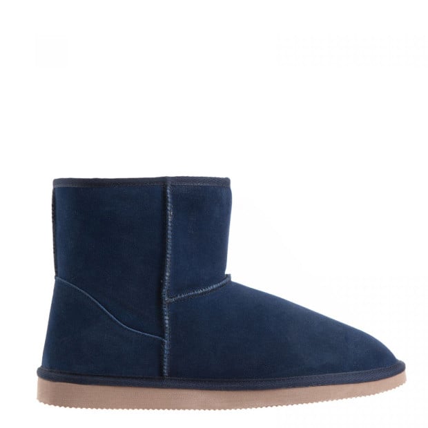 Ugg Slipper Boots Mens Leather Upper Wool Lining (10-11) - Navy Image 2