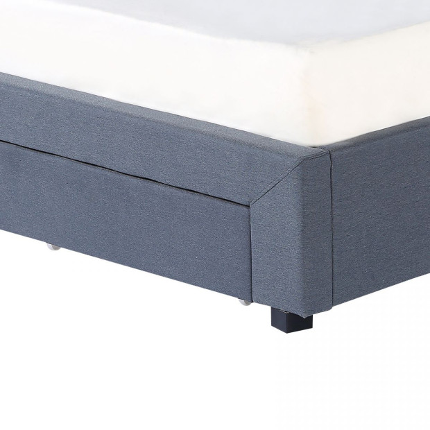 Bed Base with Drawers Upholstered Fabric Wood Charcoal - Queen Image 7