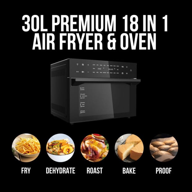 30 Litre Air Fryer Oven 18 Presets 5-in-1 Multifunctional Black Image 2