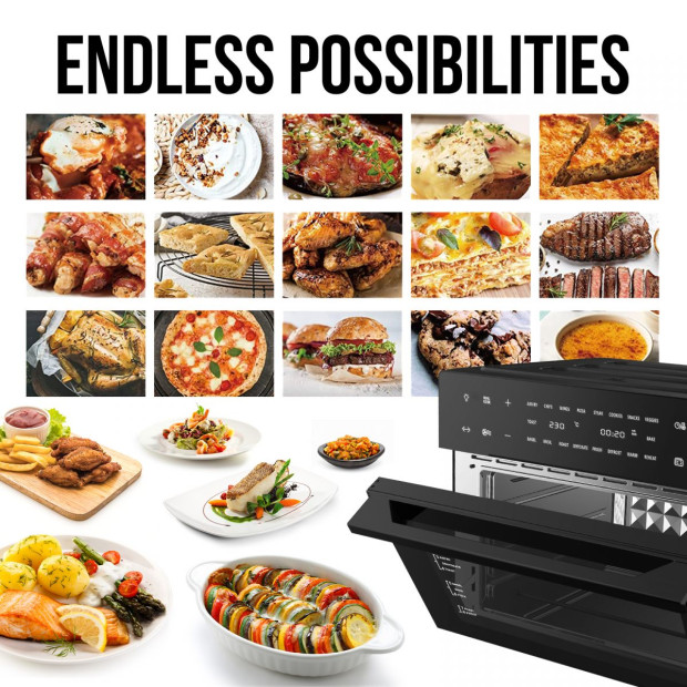 30 Litre Air Fryer Oven 18 Presets 5-in-1 Multifunctional Black Image 4