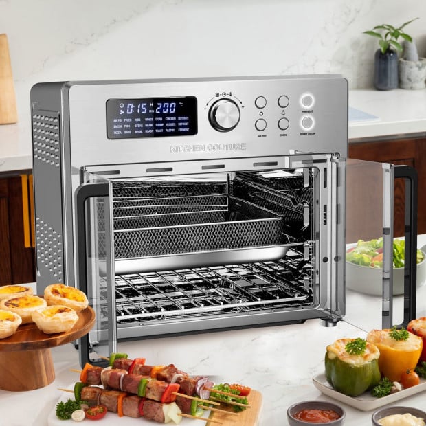 Kitchen 25 Litre Air Fryer Oven French Door Multifunctional Silver Image 2