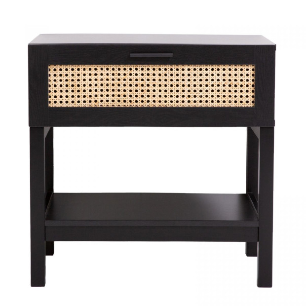 Tulum Rattan Bedside Table Drawers Table Nightstand Cabinet Black Image 5