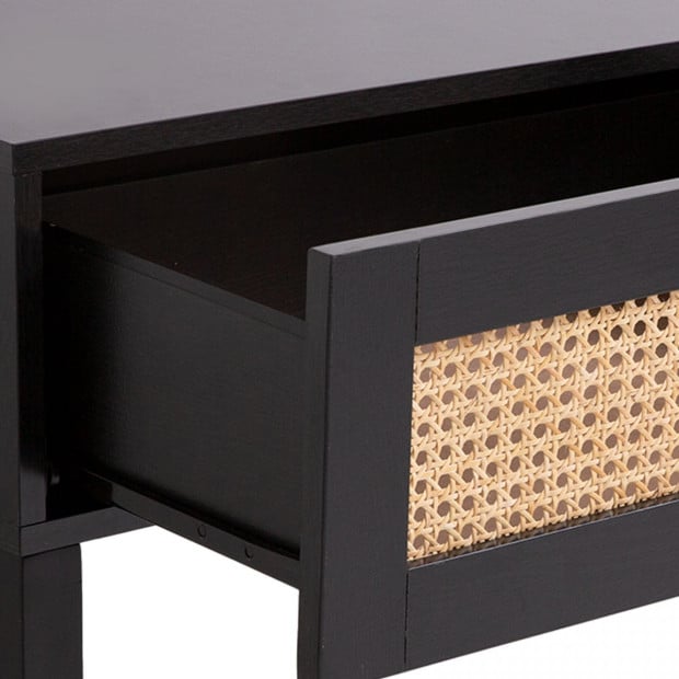 Tulum Rattan Console Table Entry Table Storage Hallway Wood Black Image 6
