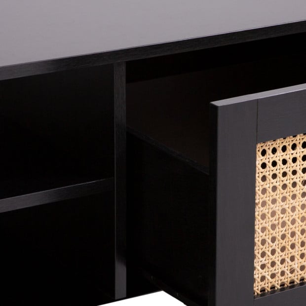 Tulum Rattan Coffee Table Storage Drawer Furniture Wooden Black Image 8