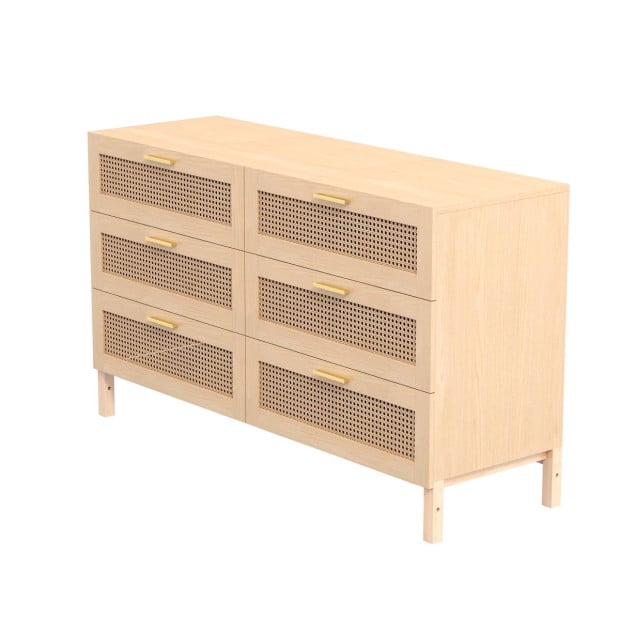 Santiago Rattan 6 Chest of Drawers Cabinet Bedroom Storage Tallboy Image 8