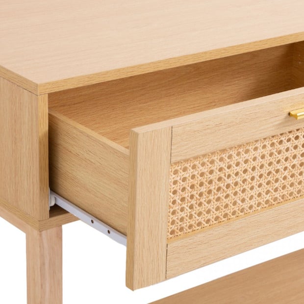 Rattan Console Table Entry Table Storage Hallway Wood Oak Image 7