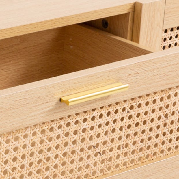 Rattan Console Table Entry Table Storage Hallway Wood Oak Image 8