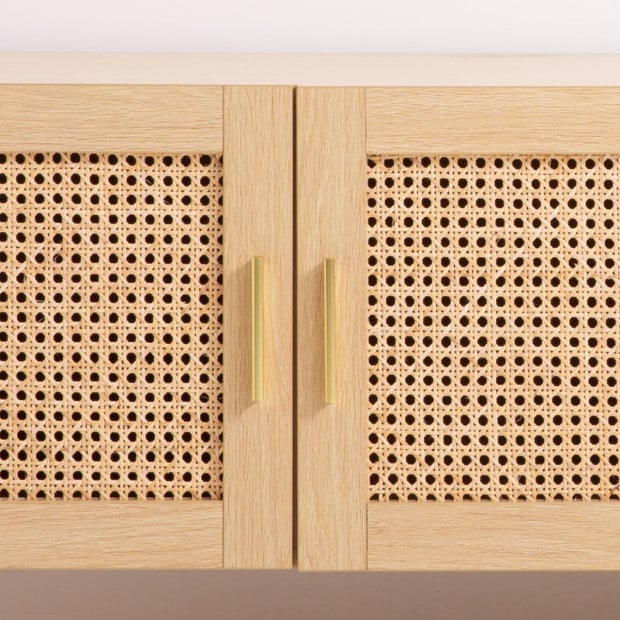 Santiago Rattan Entertainment Unit TV Stand Cabinet Storage Oak Image 7