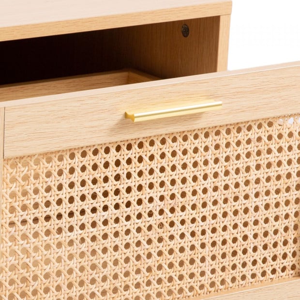 Rattan Coffee Table Storage Drawer Furniture Wooden Oak Image 9