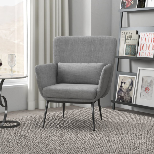 Cora Accent Chair Occasional Fabric Luxury Upholstered Light Grey Image 2