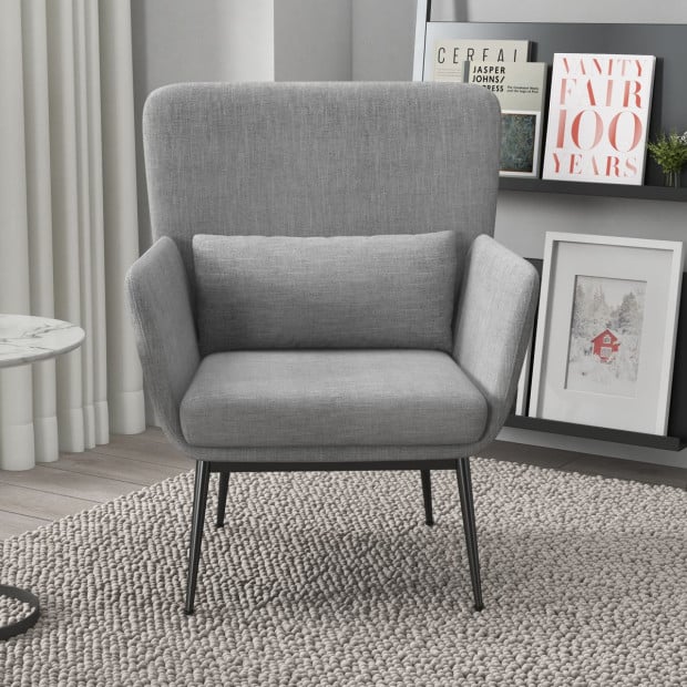 Cora Accent Chair Occasional Fabric Luxury Upholstered Light Grey Image 4