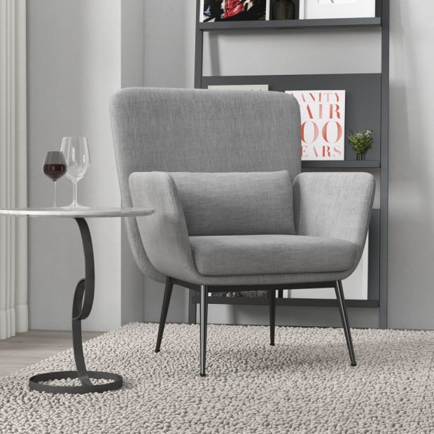 Cora Accent Chair Occasional Fabric Luxury Upholstered Light Grey Image 5