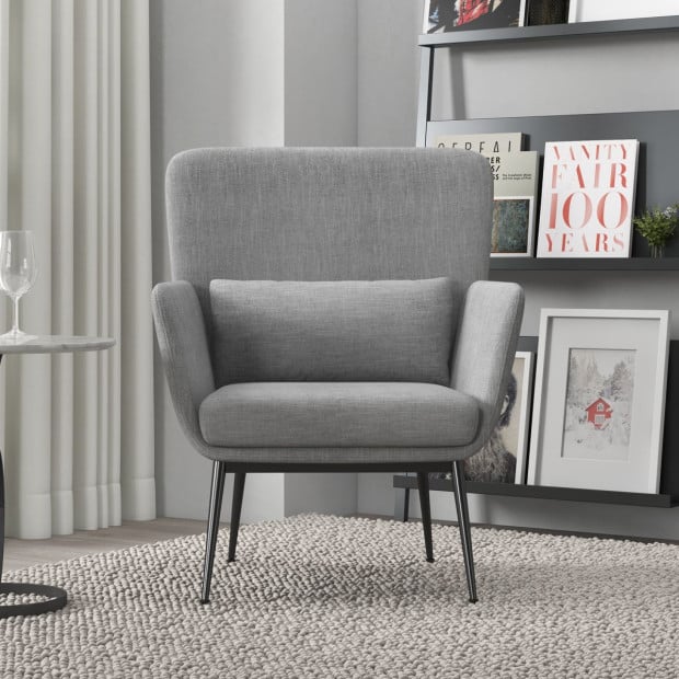 Cora Accent Chair Occasional Fabric Luxury Upholstered Light Grey Image 6