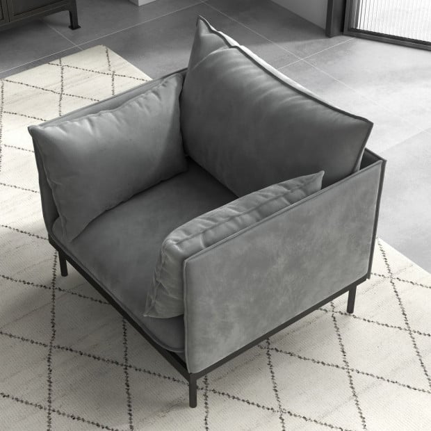 Camilla Luxury Upholstered 1 Seater Sofa Armchair Light Grey Image 10