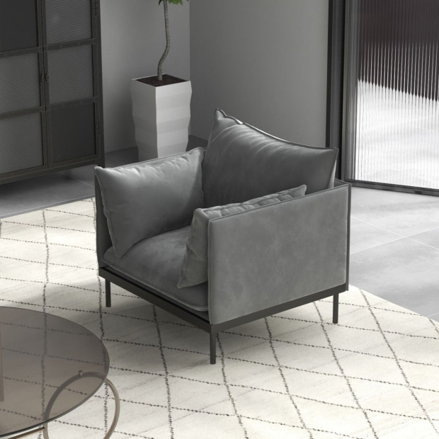 Camilla Luxury Upholstered 1 Seater Sofa Armchair Light Grey Image 11