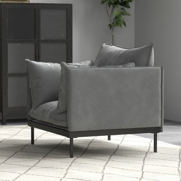 Camilla Luxury Upholstered 1 Seater Sofa Armchair Light Grey Image 5