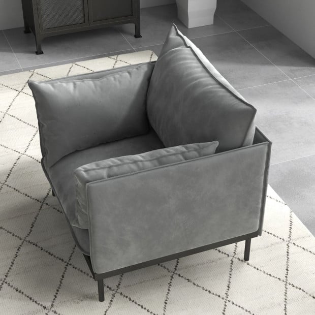 Camilla Luxury Upholstered 1 Seater Sofa Armchair Light Grey Image 6