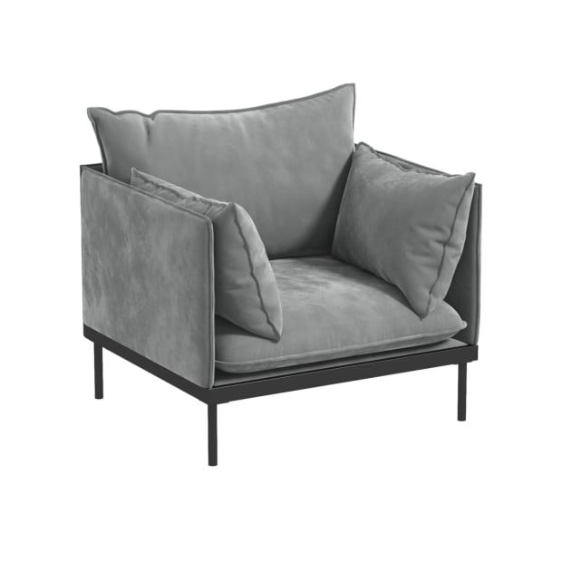 Camilla Luxury Upholstered 1 Seater Sofa Armchair Light Grey Image 8