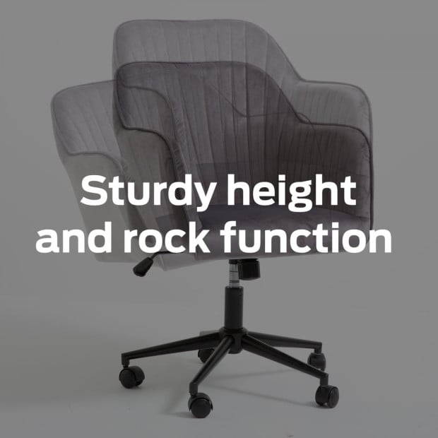 Velvet Office Chair Mid Back Swivel Height Adjustable Grey Image 11