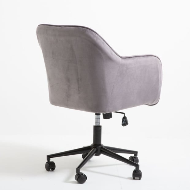 Velvet Office Chair Mid Back Swivel Height Adjustable Grey Image 9