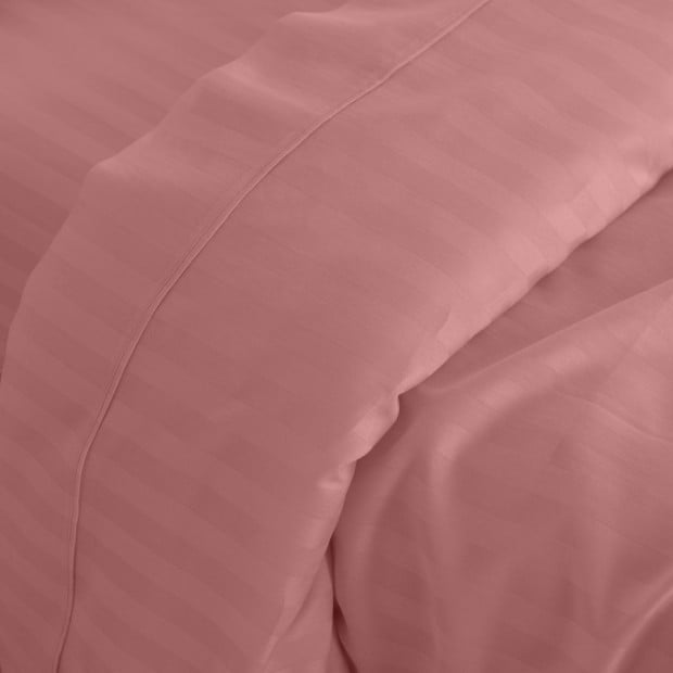1200 TC 100% Cotton Sheet Set Stripe Hotel Grade Double Desert Rose Image 3